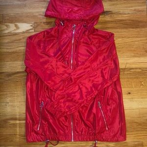 red windbreaker